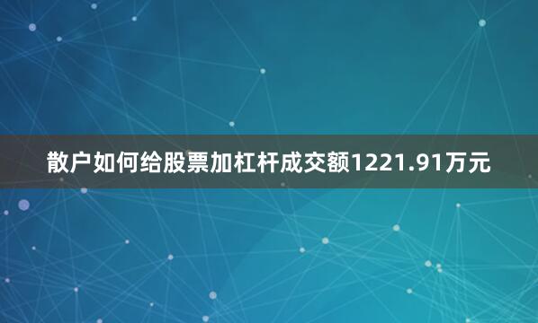 散户如何给股票加杠杆成交额1221.91万元